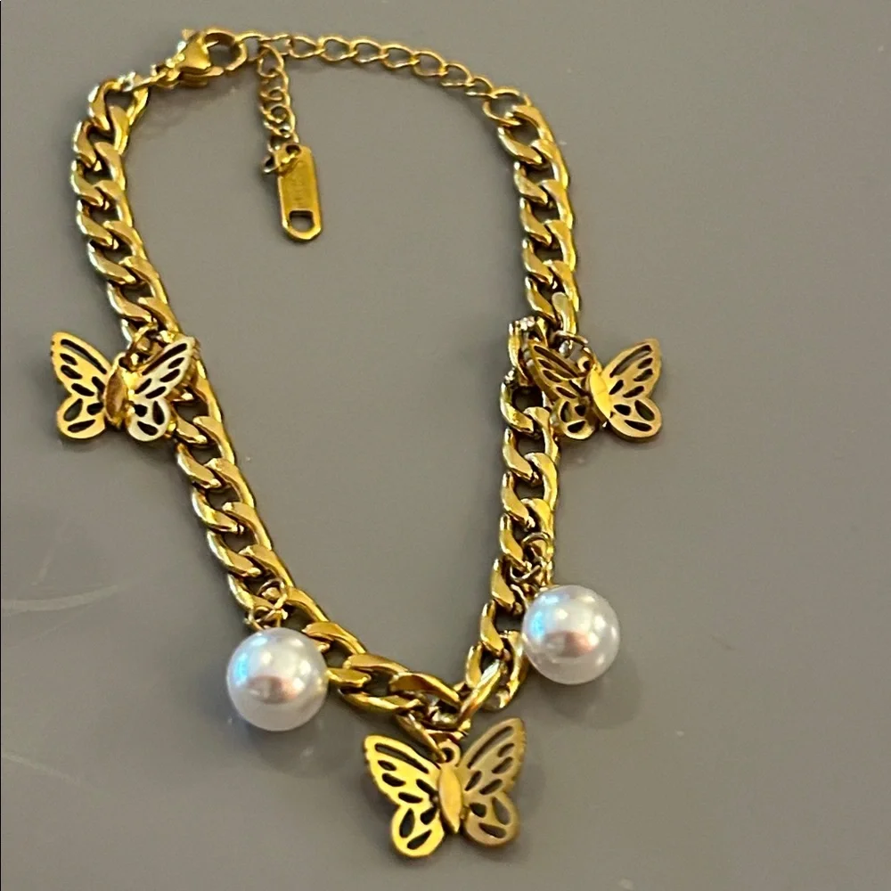 Gold Butterfly Charm Bracelet